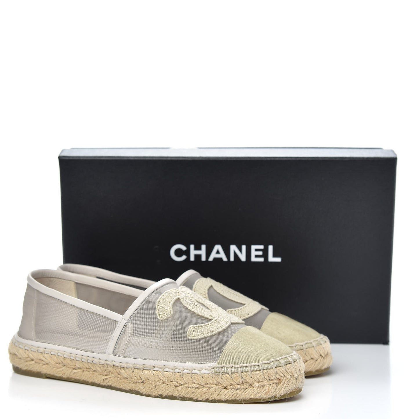 Mesh Grosgrain CC Espadrilles 38 Beige