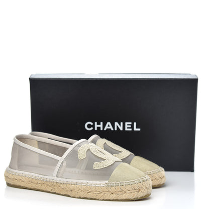 Chanel Mesh Grosgrain CC Espadrilles 38 Beige 11 of 11