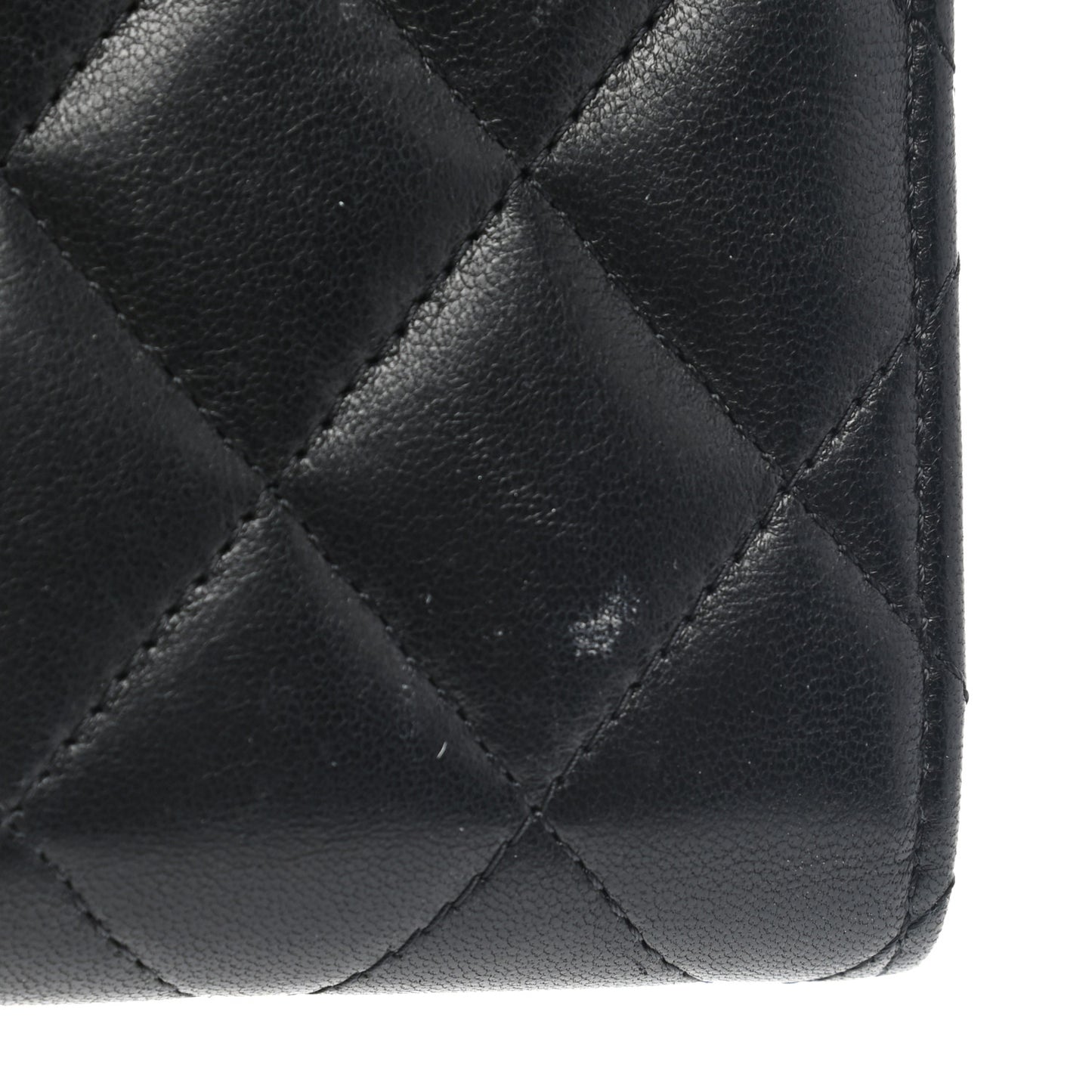 Lambskin Quilted Small Compact Wallet Black