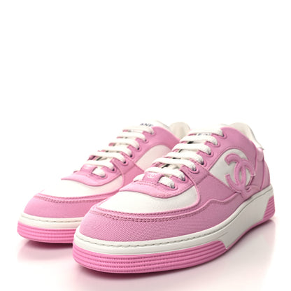 Chanel Cotton Sneakers 38 Pink White 3 of 8