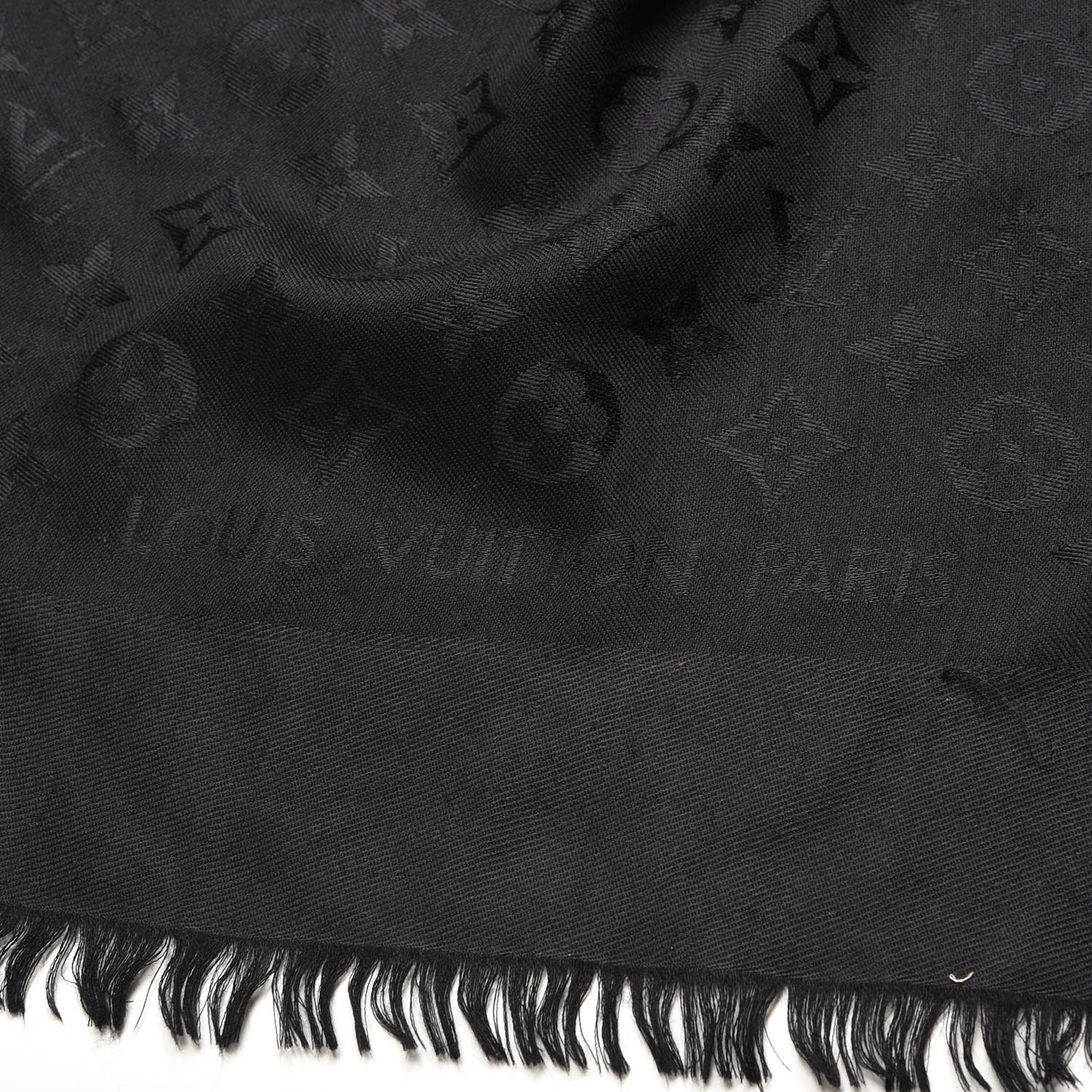 Silk Wool Monogram Shawl Black