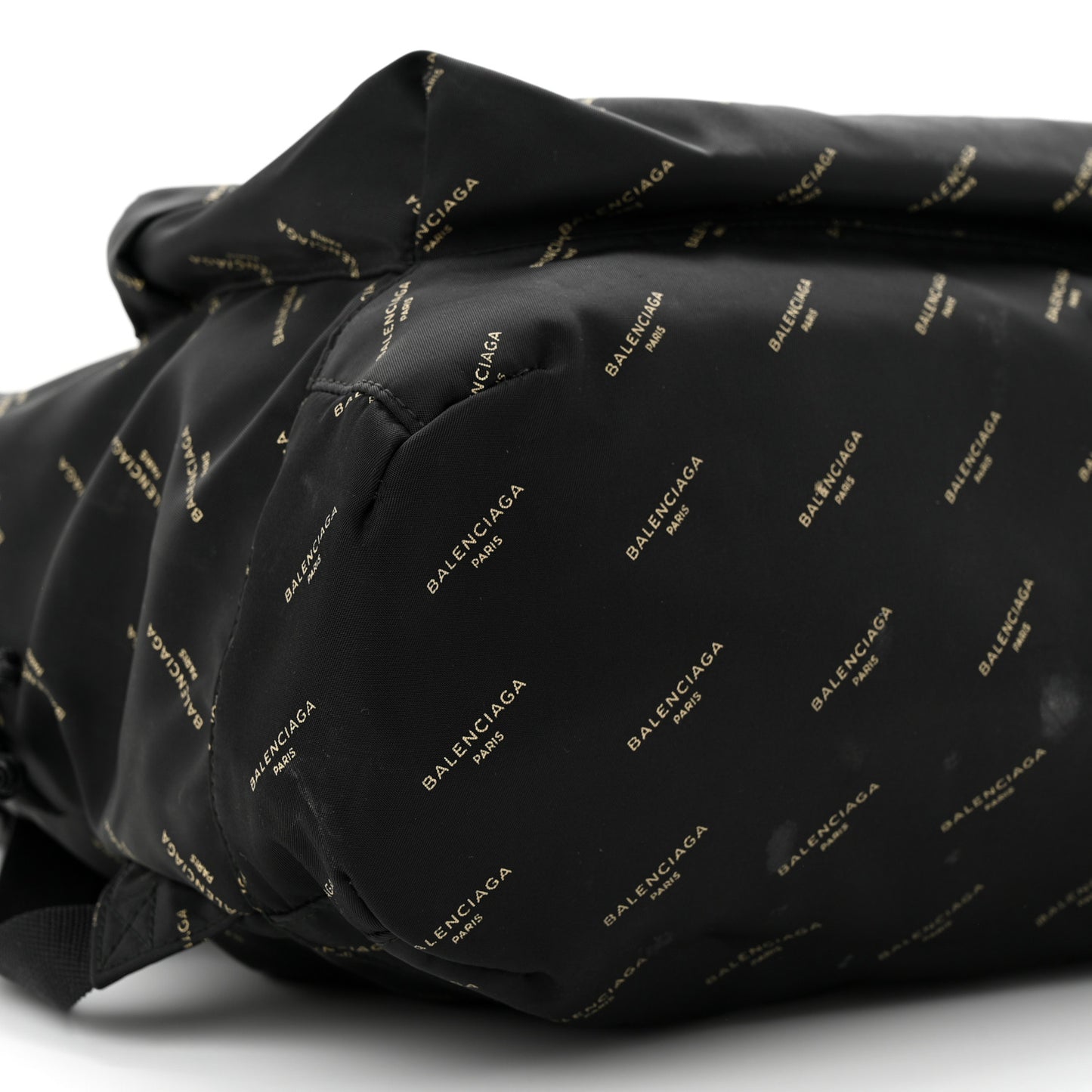 Twill Nylon Allover Logo Print Explorer Backpack Black Gold