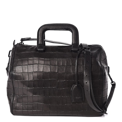 3.1 Phillip Lim 3.1 Calfskin Crocodile Embossed Medium Wednesday Boston Black 3 of 11