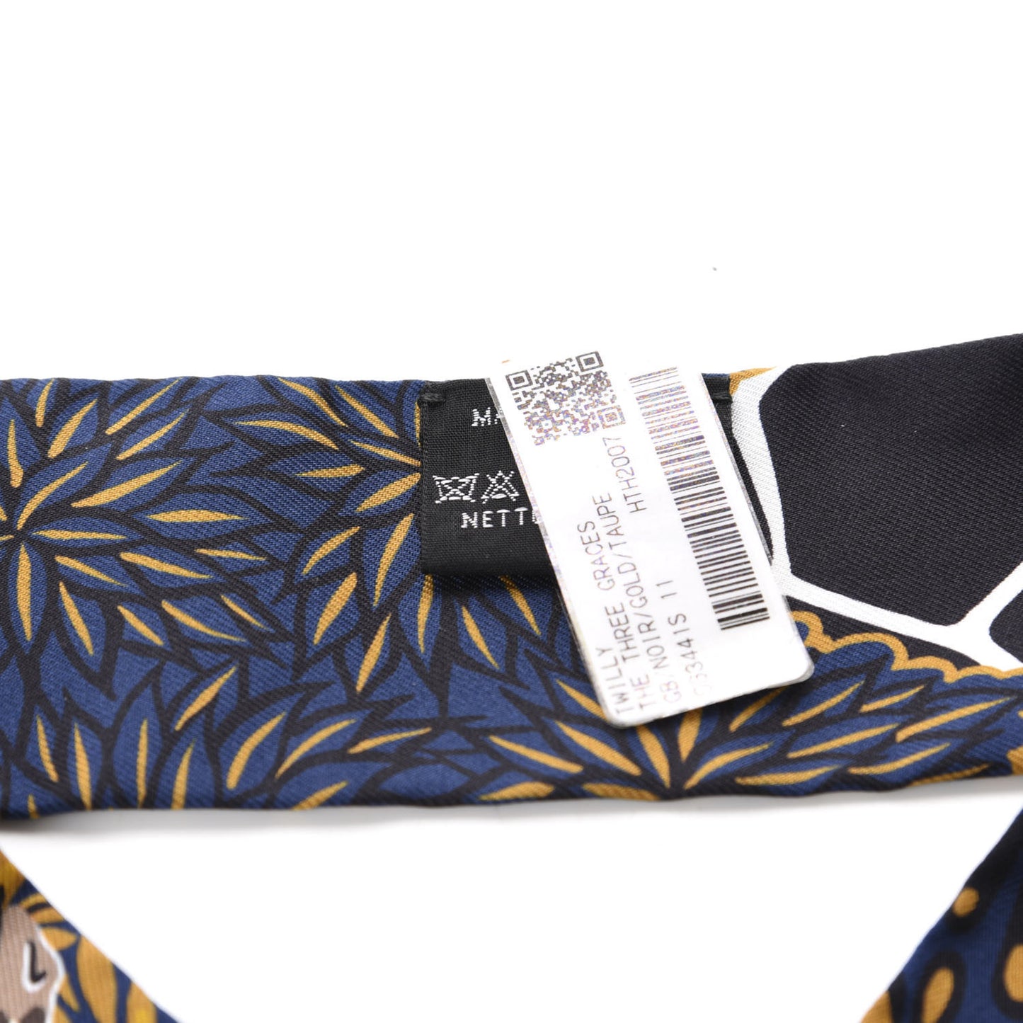 Silk Three Graces Twilly Black Gold Taupe