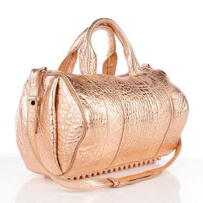 Alexander Wang Metallic Pebbled Lambskin Rocco Rose Gold Hardware 3 of 7