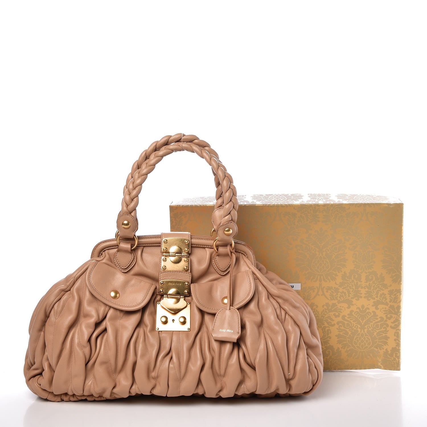 Miu Miu Nappa Matelasse Coffer Frame Tote Beige 13 of 13