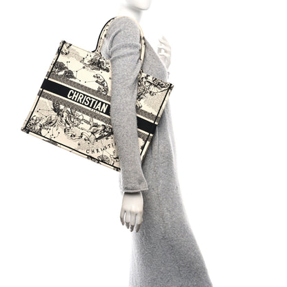 Christian Dior Canvas Embroidered Large Zodiac Toile De Jouy Book Tote Latte 2 of 12