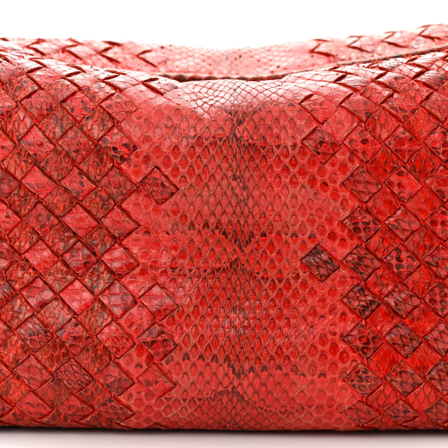 Snakeskin Intrecciato Small Shoulder Bag Red Multicolor
