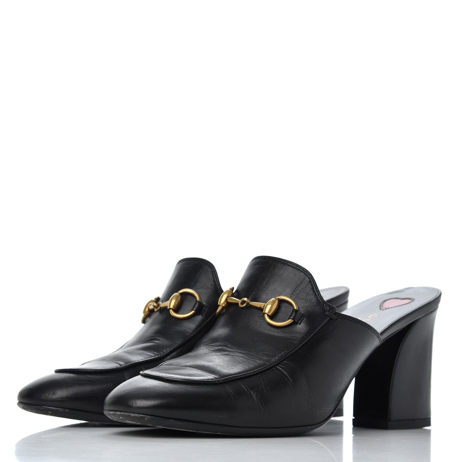 Gucci Malaga Kid Horsebit Princetown Mid Heel Mules 36.5 Black 3 of 21