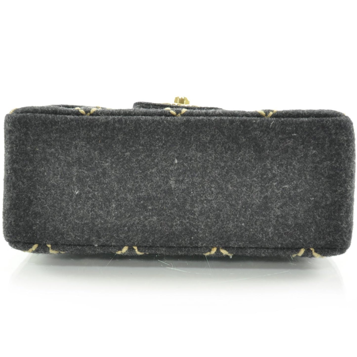 Wool Contrast Stitch Surpique Mini Flap Charcoal