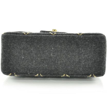 Chanel Wool Contrast Stitch Surpique Mini Flap Charcoal 5 of 12
