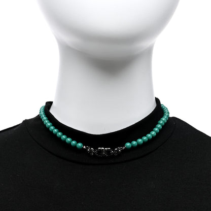 Chanel Crystal Bead CC Choker Necklace Turquoise Ruthenium 2 of 5