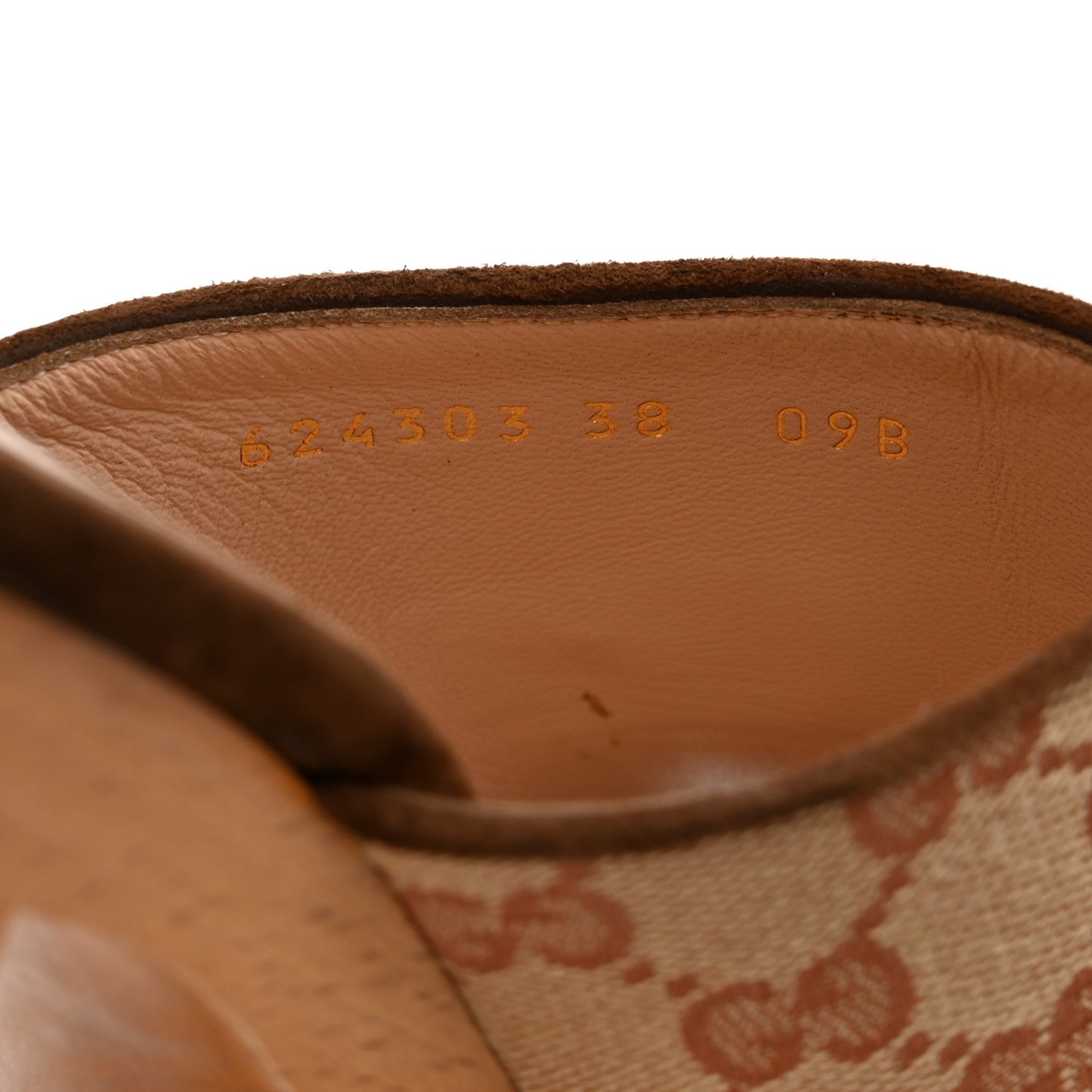 GG Monogram Suede Houdan Platform Slide Sandals 38 Beige Ruggine Maroon