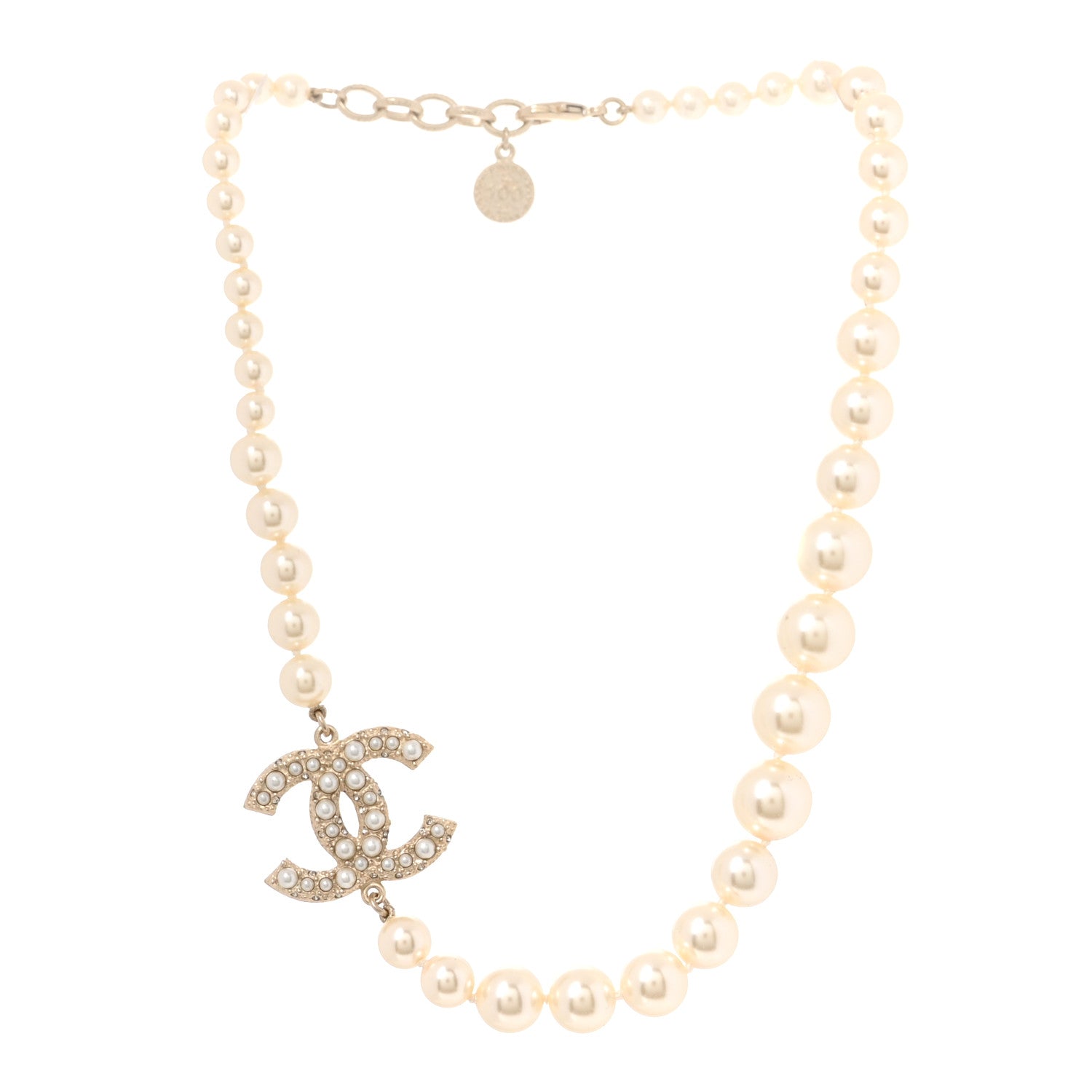 Chanel Pearl CC 100th Anniversary Necklace Light Gold 3 of 5