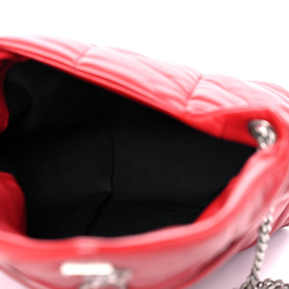 Saint Laurent Lambskin Quilted Small Loulou Puffer Monogram Chain Satchel Red 6 of 19