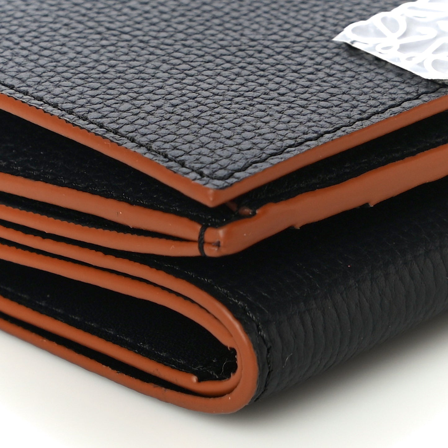 Grained Calfskin Anagram Trifold Wallet Black