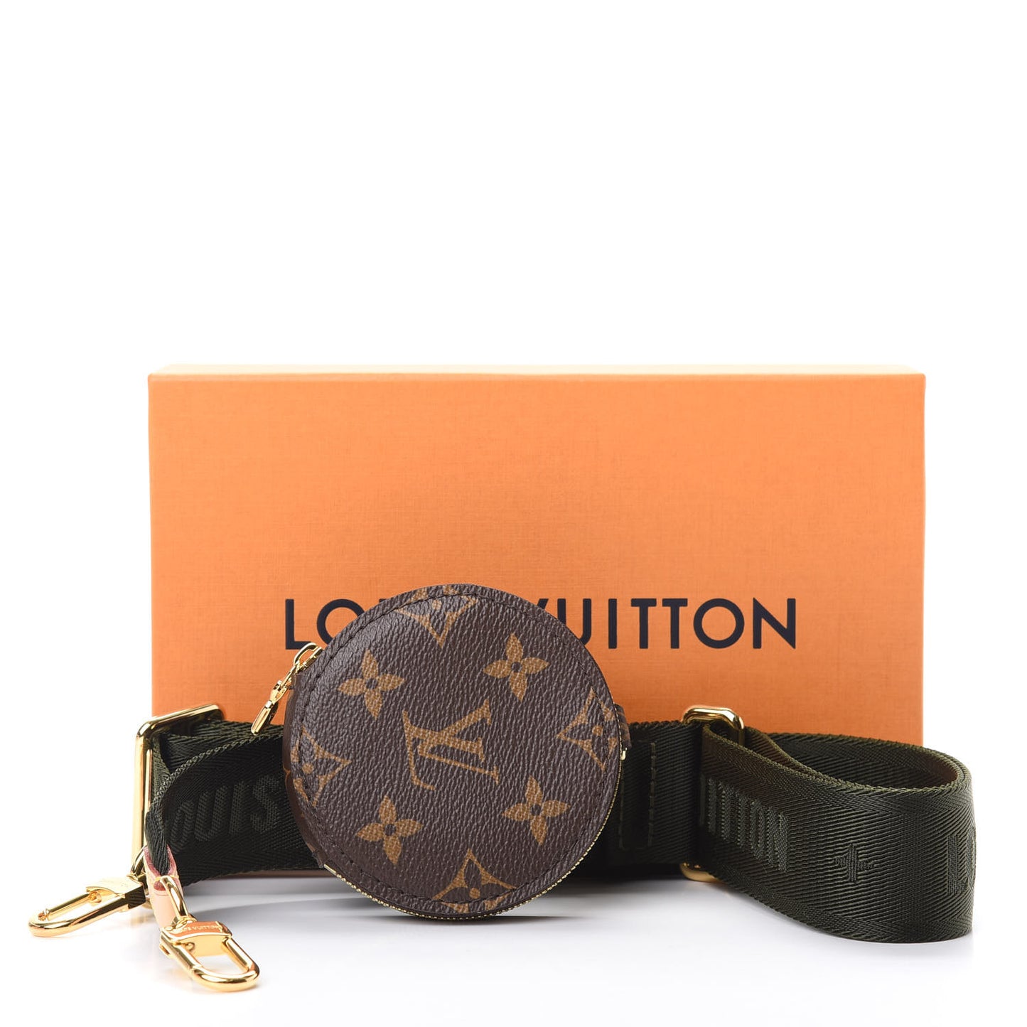 Nylon Monogram Strap with Coin Purse Kaki