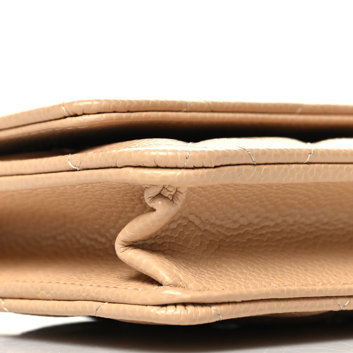 Caviar Quilted Wallet On Chain WOC Beige