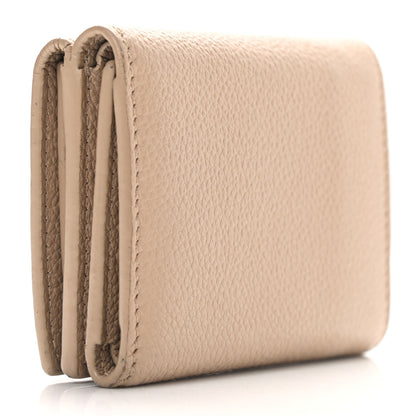 Saint Laurent Grained Calfskin Paris Petite Compact Wallet Beige 2 of 8