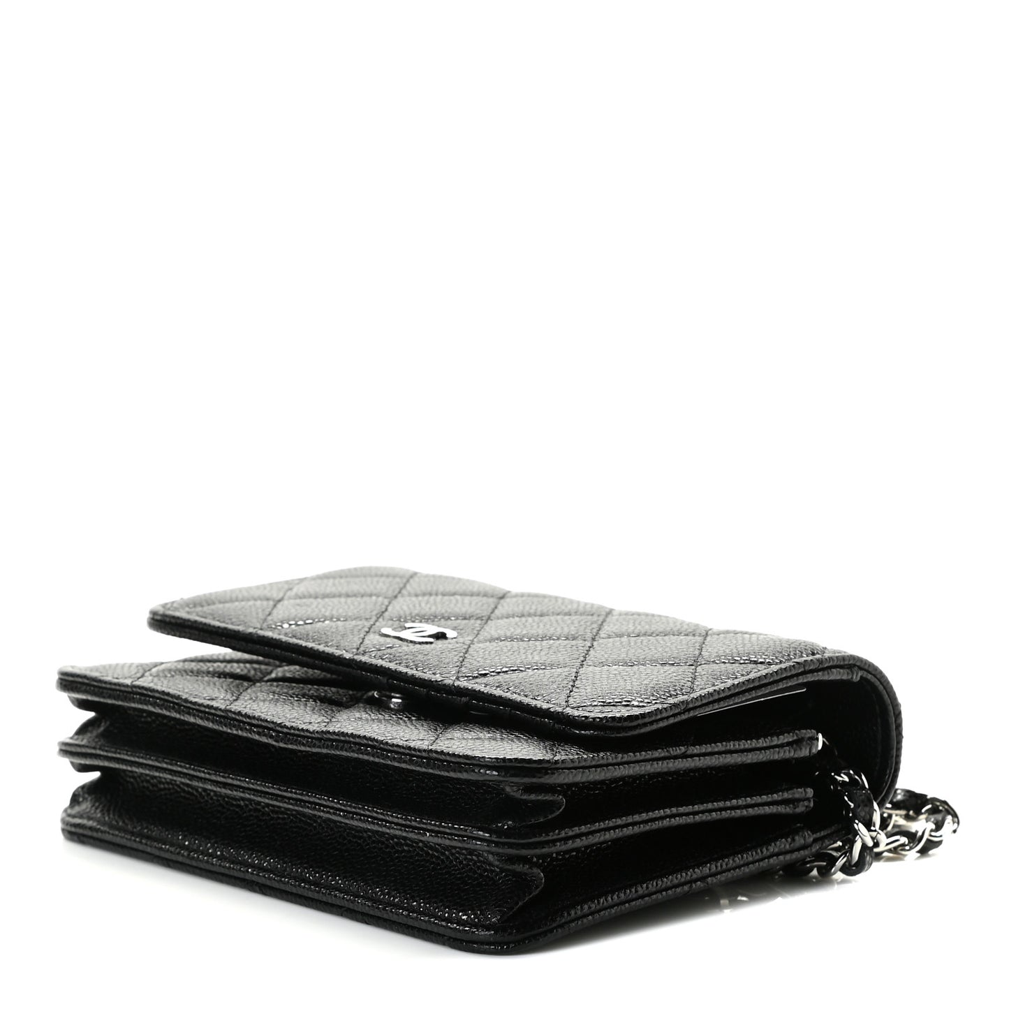 Caviar Quilted Mini Wallet On Chain WOC Black