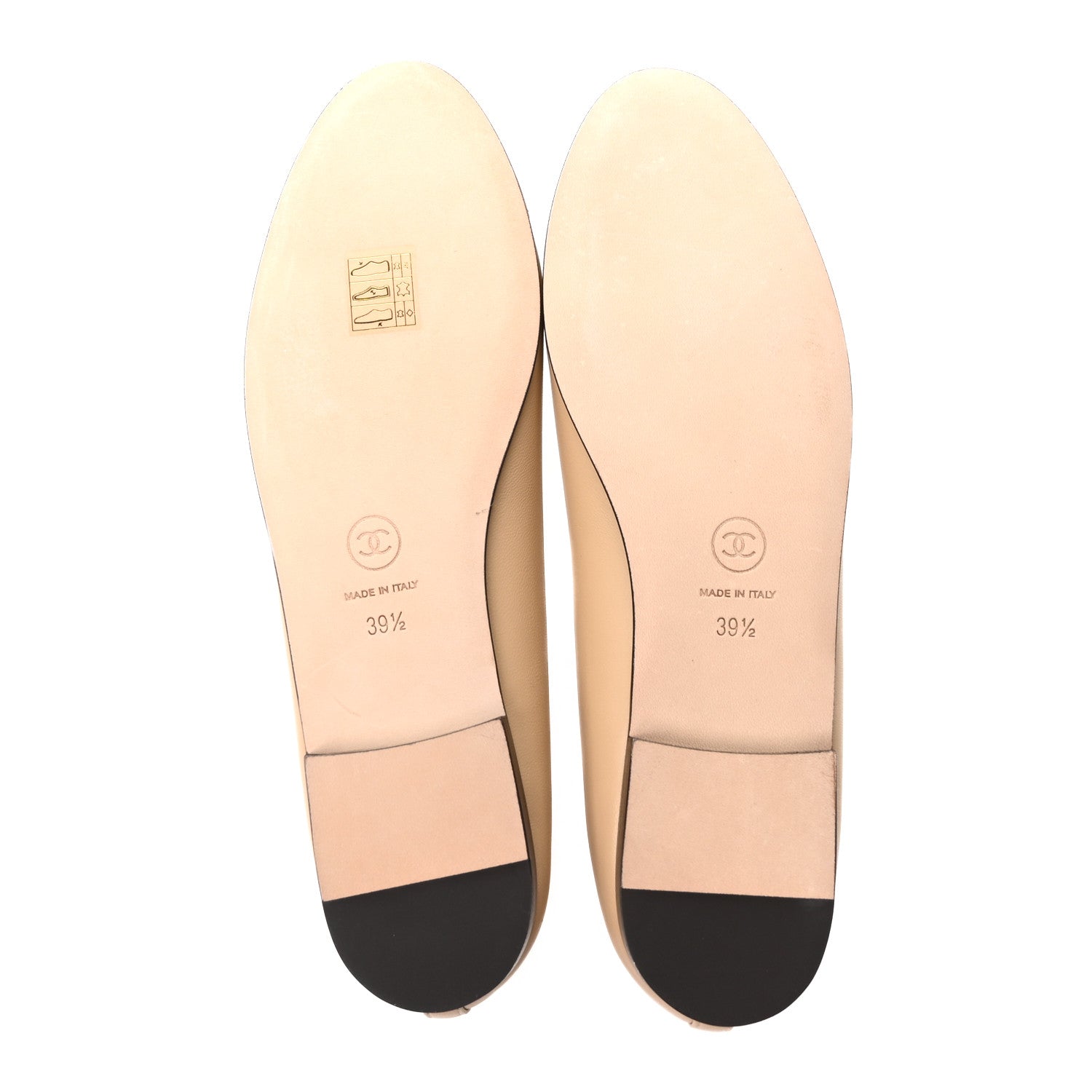 Chanel Lambskin Cap Toe CC Ballerina Flats 39.5 Beige Black 6 of 10