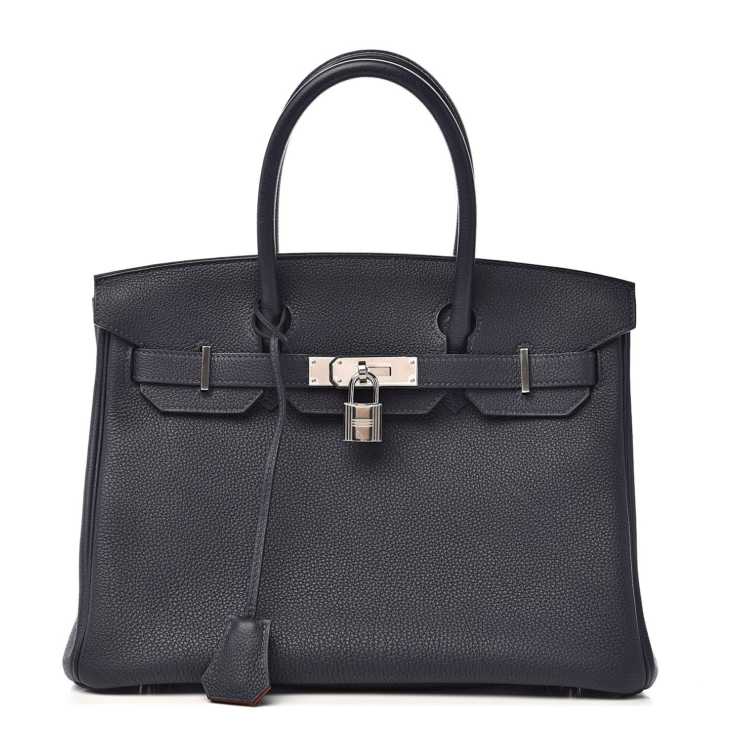 Hermes Togo Birkin Verso 30 Bleu Nuit Orange Poppy 1 of 34