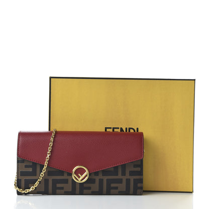 Fendi Vitello Cruise F is Fendi Bi-Color FF 1974 Embossed Continental Envelope Wallet On Chain Maya Black Fragola 11 of 11