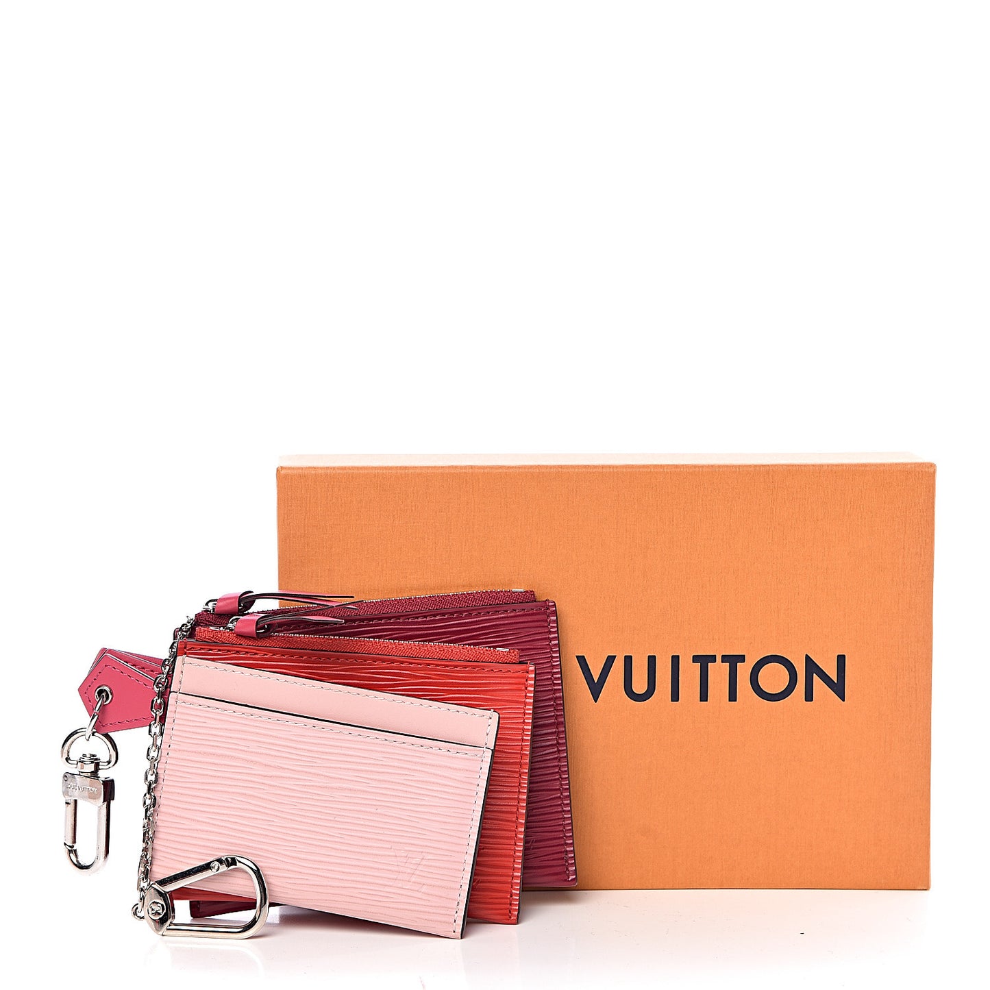 Epi Trio Card Case Wallet Rose Ballerine Rouge Fuchsia