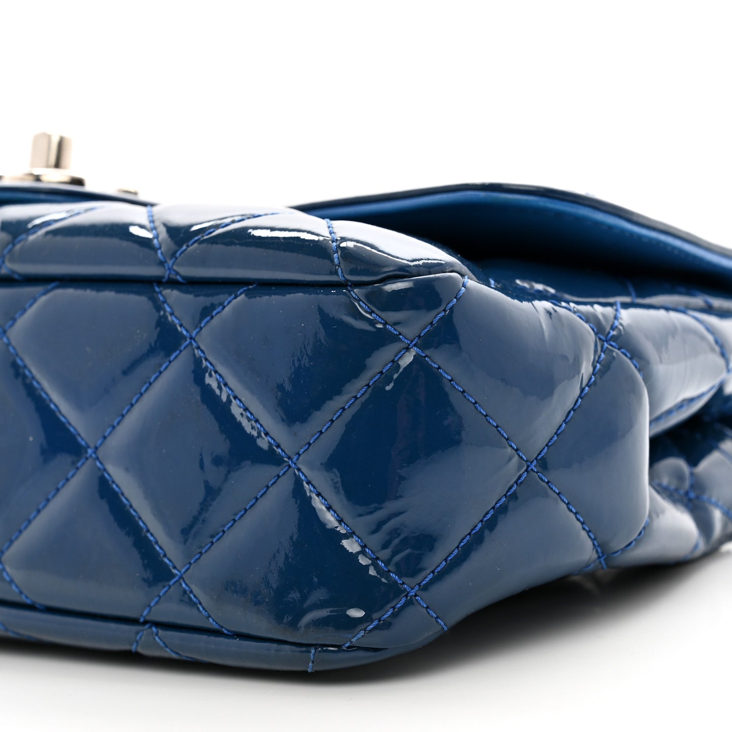 Patent Quilted Small Coco Shine Flap Blue