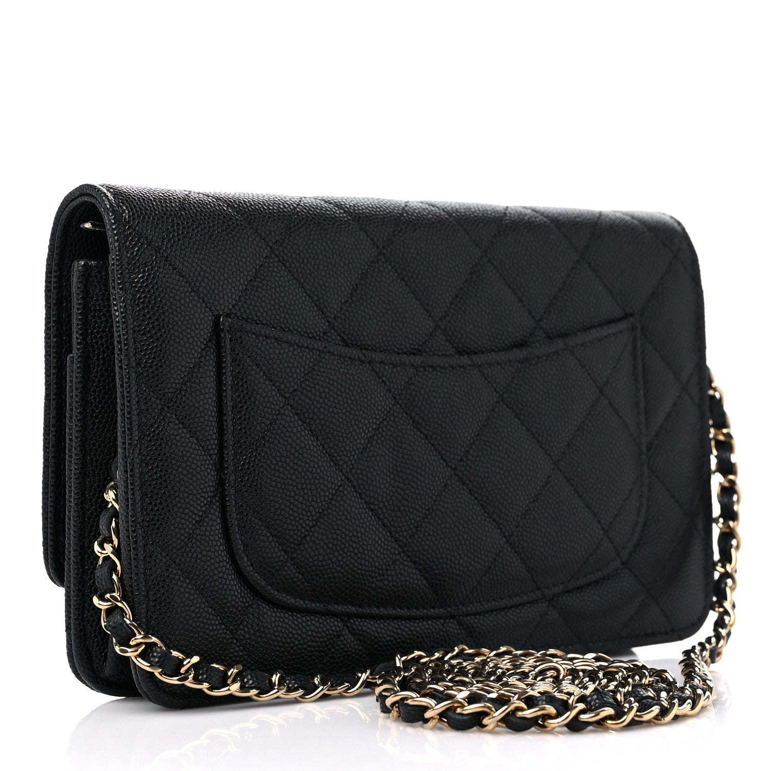 Chanel Caviar Quilted Crystal Enamel CC Wallet On Chain WOC Black 3 of 10