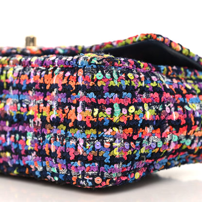 Chanel Tweed Quilted Mini Rectangular Flap Navy Blue Multicolor 10 of 11