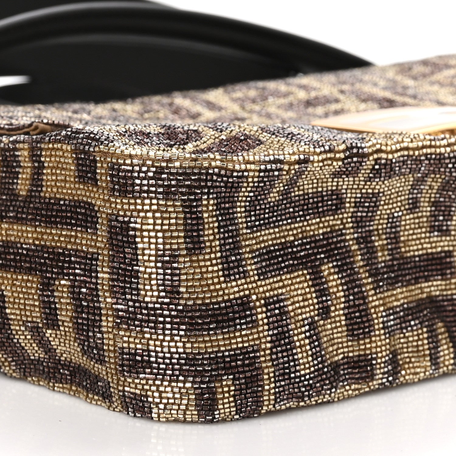 Fendi Vitello King Beaded Zucca Baguette Moro Black 8 of 11