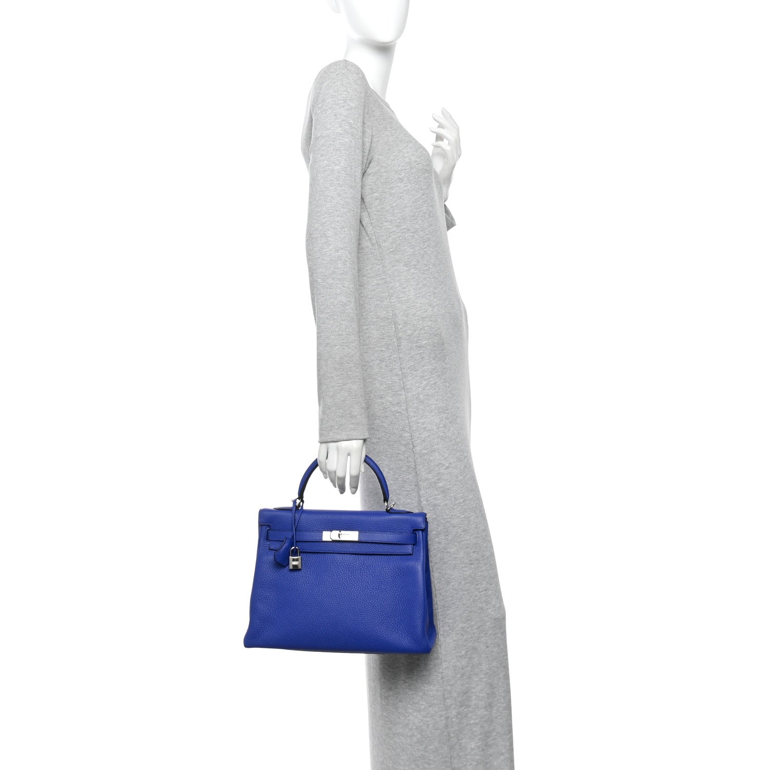 Hermes Taurillon Clemence Kelly Retourne 32 Bleu Electrique 2 of 11