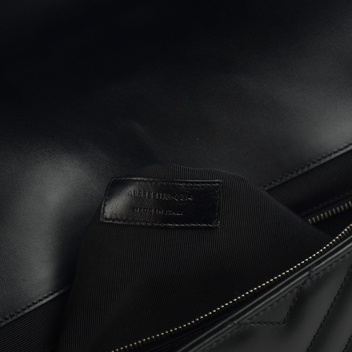 Smooth Calfskin Matelasse Chevron Large Monogram Satchel Black