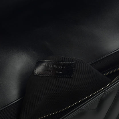 Saint Laurent Smooth Calfskin Matelasse Chevron Large Monogram Satchel Black 8 of 8