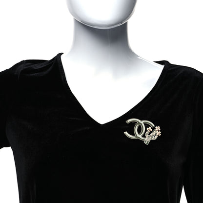 Chanel Enamel Cactus CC Brooch Green Gold 2 of 4