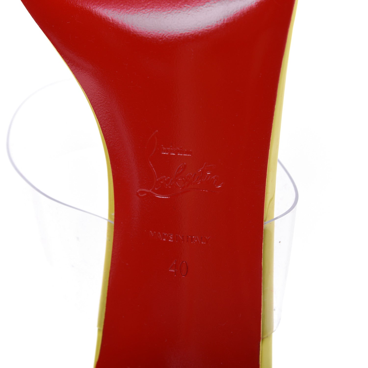 Christian Louboutin Patent PVC Just Nothing 85 Slide Sandals 40 Citrus 6 of 8