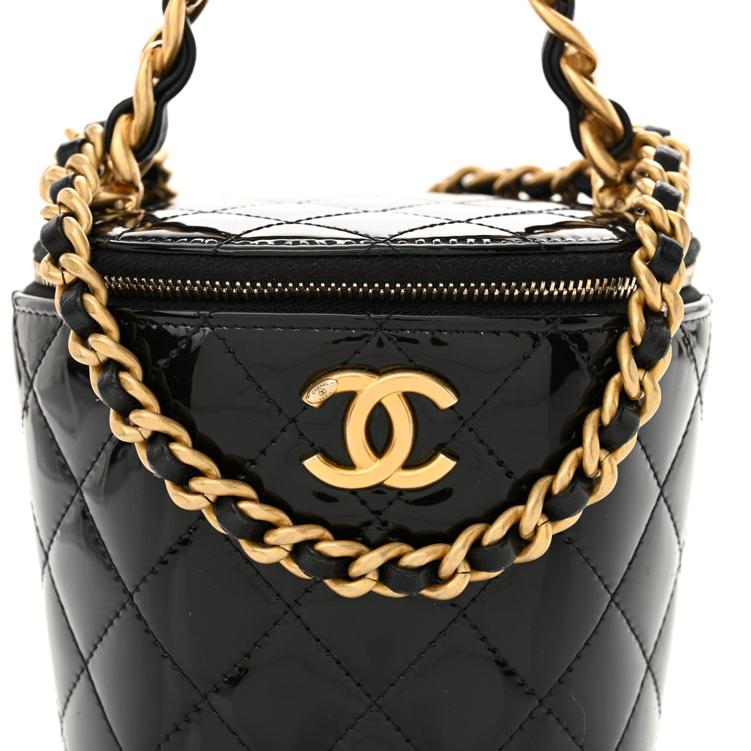 Chanel Patent Quilted Afternoon Tea Top Handle Mini Vanity Case With Chain Black 8 of 11
