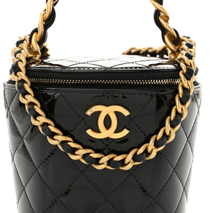 Chanel Patent Quilted Afternoon Tea Top Handle Mini Vanity Case With Chain Black 8 of 11