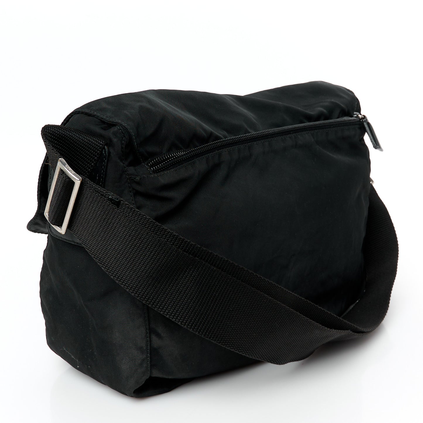 Nylon Soft Calfskin Vela Messenger Bag Black