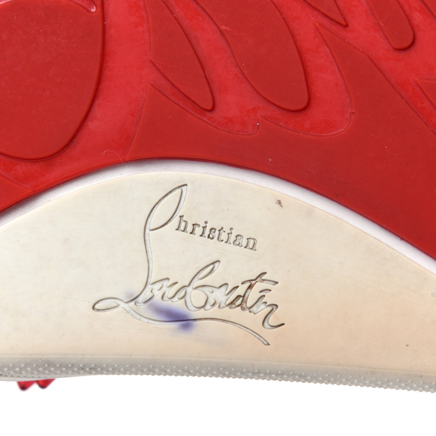 Christian Louboutin LOUBOUTIN Calfskin Spiked Crocodile Embossed Rubber Pool Fun Platform Flat Slide Sandals 42 Red 12 of 14