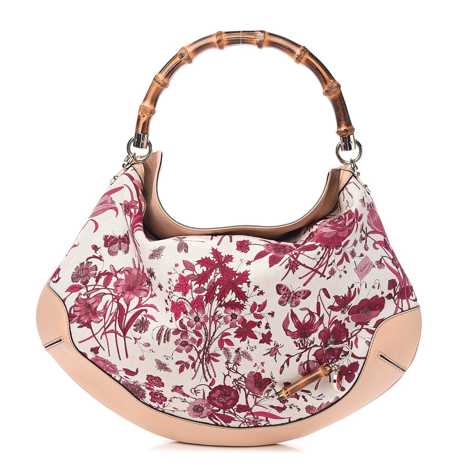 Gucci Canvas Floral Flora Peggy Bamboo Top Handle Hobo 1 of 9