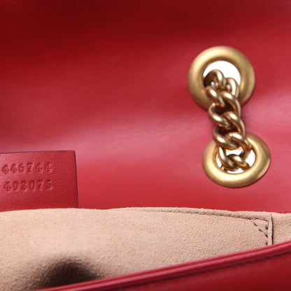 Gucci Calfskin Matelasse Mini GG Marmont Shoulder Bag Hibiscus Red 11 of 13
