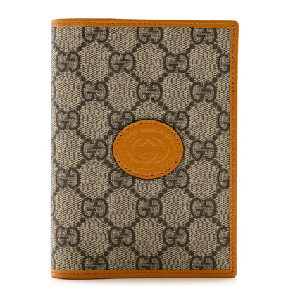 Gucci GG Supreme Monogram Textured Calfskin Retro Interlocking G Passport Case Beige Yellow 1 of 8