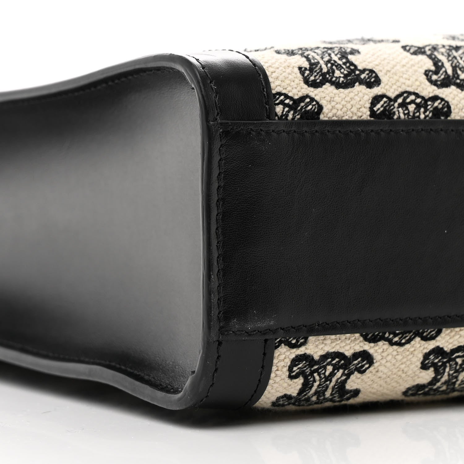 Celine Canvas Calfskin Triomphe Small Vertical Cabas Black White 9 of 12