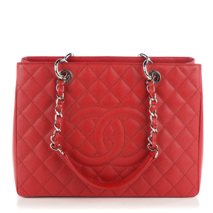 Chanel Caviar Quilted Grand Shopping Tote GST Red 1 of 7