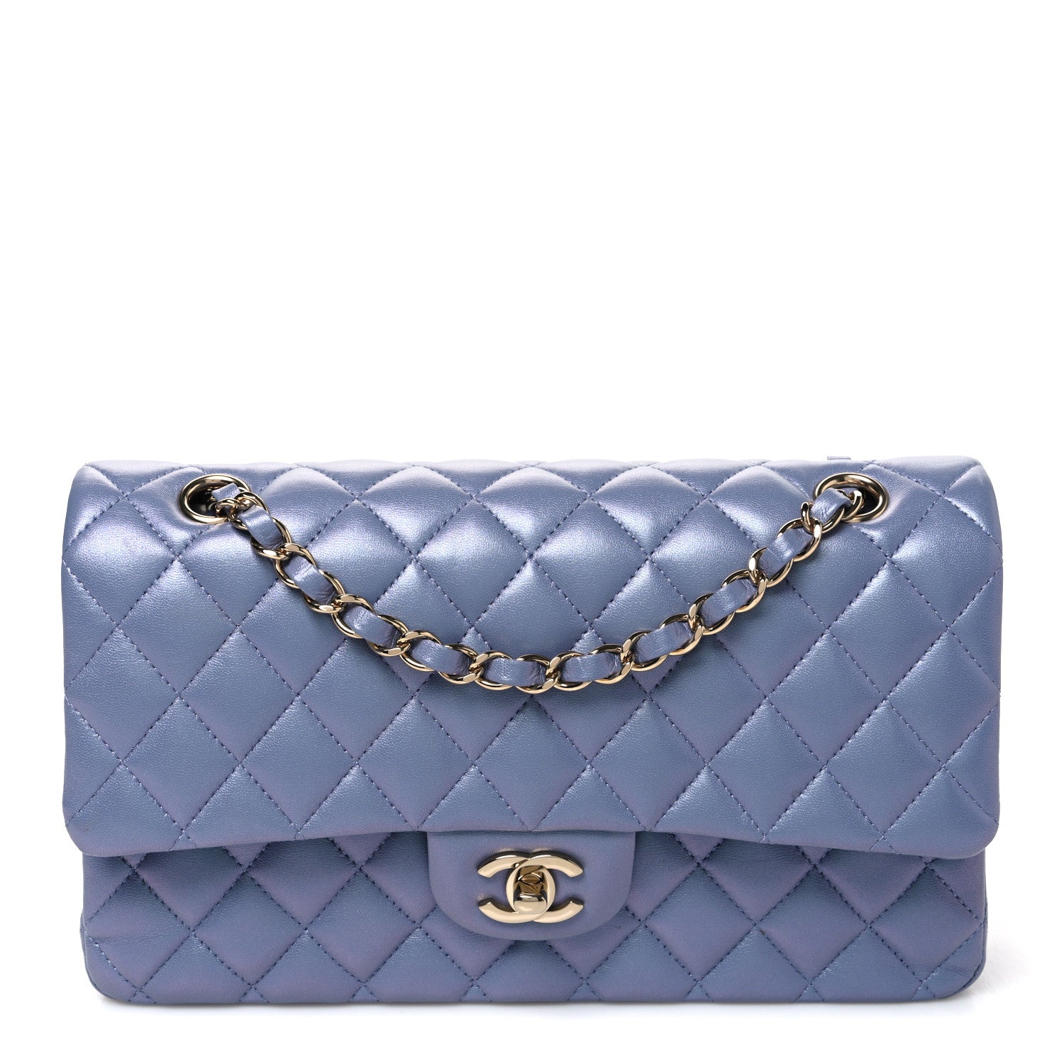 Chanel Iridescent Lambskin Quilted Medium Double Flap Light Purple 1 of 10