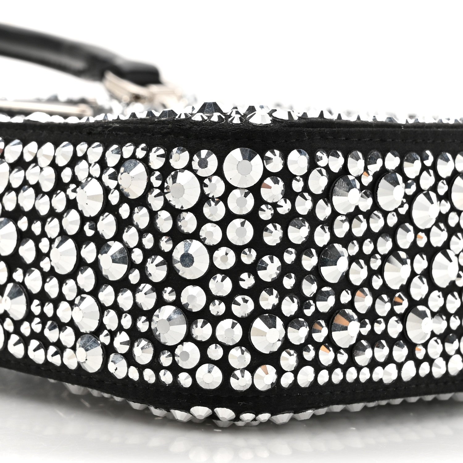 Prada Satin Crystal Metal Triangle Logo Small Double Handle Crossbody Tote Metal 9 of 9