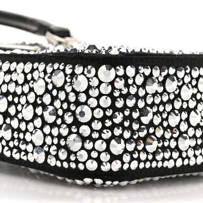 Prada Satin Crystal Metal Triangle Logo Small Double Handle Crossbody Tote Metal 9 of 9