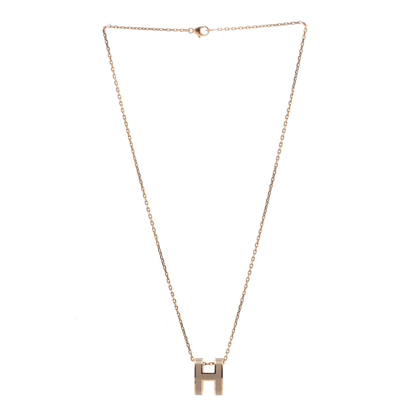 Lacquered Gold Pop H Pendant Necklace Marron Glace